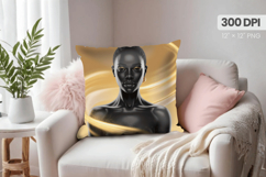 Afro Girl /Woman braided hair Pillow Design, Black Queen PNG Product Image 1