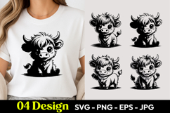 Black Cow Cartoon SVG PNG Product Image 1