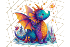 Cute Fantasy Dragon Clipart PNG, Bold Baby Dragon Clip Art Product Image 3