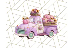 Vintage Truck Pumpkin and Fall Flowers PNG Clipart, Autumn Product Image 3