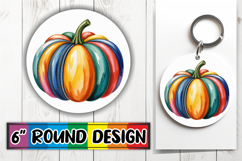 Joyful Ornaments Circle PNG, Pumpkin Watercolor Product Image 1