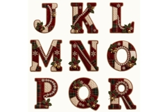 Christmas Patchwork Alphabet PNG, Plaid Fabric Letter Product Image 4