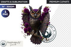 Floral Owl Fantasy clipart, Botanical and Wildlife Graphics Product Image 1