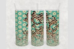 Retro 70&#039;s Camomiles Leopard 20oz tumbler sublimation design Product Image 1