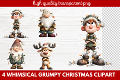 4 Whimsical Grumpy Christmas Clipart | Funny Grumpy Holiday Product Image 1