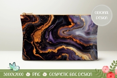 Gold Glitter Cosmetic Bag, Black Marble Cosmetic Bag PNG Product Image 1