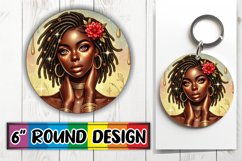 Joyful Round Keychain Magic, Afro Girl Product Image 1