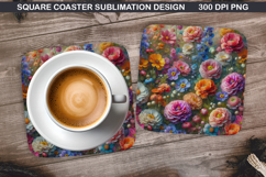 Flowers Coaster Sublimation, Spring Coaster PNG Design Product Image 1