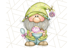 Ice Cream Gnome Clipart PNG Summer Dessert Art, Summer Gnome Product Image 3