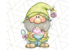 Ice Cream Gnome Clipart PNG Summer Dessert Art, Summer Gnome Product Image 3
