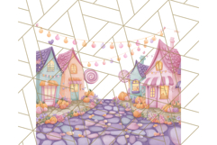 Pastel Halloween Town PNG Clipart, Spooky Shops &amp; Homes Png Product Image 3