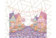 Pastel Halloween Town PNG Clipart, Spooky Shops & Homes Png Product Image 3