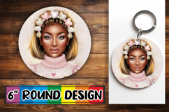 Cheerful Car Coaster Circle PNG, Afro Girl Product Image 1
