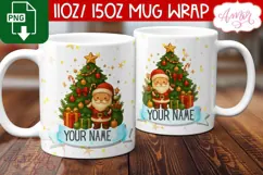 Custom Christmas mug wrap PNG, Santa mug PNG Product Image 3