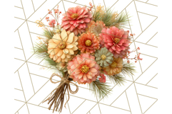 Fall Flower Bouquets Clipart PNG, Autumn Floral Clip Art Product Image 3