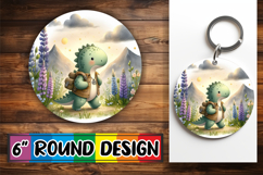 Radiant Ornaments Circle Sublimation PNG, Cute Dino Product Image 1