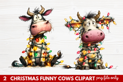 Funny Christmas Cows Clipart | Cute Holiday Farm Animal Product Image 1