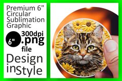 Blooming 3D Cat Rounds: Glossy Sublimation Charm Product Image 1