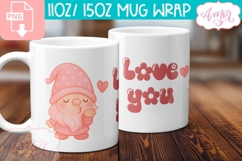 Cute Valentines day mug wrap, Cute gnome mug PNG Product Image 2