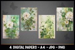 4 Beautiful Flowers Digital Papers I Junk Journal Pages Product Image 2