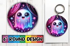 Unique Circle Keychain Magic PNG, 3D Cute Ghost Product Image 1