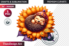 Cute Autumn Animals &amp; Sunflowers - Thanksgiving Clipart Product Image 1