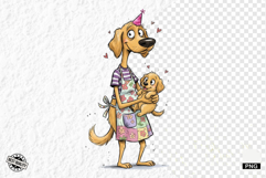 Whimsical Dog Mom With Puppy Clipart Product Image 1