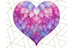 Stained Glass Heart PNG Clipart in Pastel and Bright Colors Product Image 3