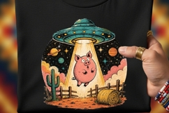 Cosmic Farm Animals Clipart Bundle, UFO Farm Animal PNG Product Image 4