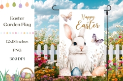 Happy Easter Garden Flag Template, Cute Easter Bunny PNG Product Image 1