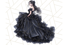 Victorian Gothic Wedding Dress PNG, Dark Bridal Clipart Product Image 3