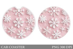 Snowflakes Car Coaster Design. Snowflakes Round Coaster Product Image 1