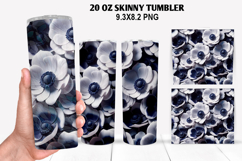 3D Flower Skinny Tumbler 20oz Wrap Design,Flowers Tumble PNG Product Image 1