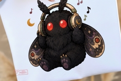 Cute Mothman PNG Clipart Bundle, Halloween Cryptid Graphics Product Image 4