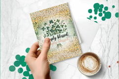 Simply Blessed Shamrock Floral Greeting Card PNG Sublimation Product Image 1