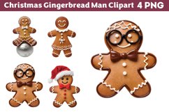 Christmas Gingerbread Man Clipart PNG Product Image 1