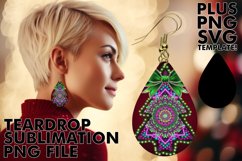 Whimsical teardrop EARRINGS Art PNG, Neon Xmas Product Image 1