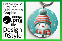 Fun Round Design Keychain Template , Snowman Product Image 1