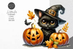Halloween clipart, Black cat clipart, Kids Halloween Product Image 1