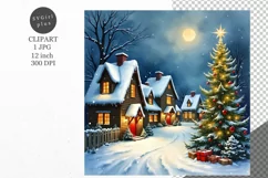 Christmas village, JPG, Junk journal, Digital paper Product Image 1
