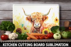 Highland Cow With Sunflowers Cutting Board Product Image 1