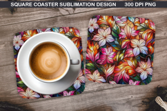 Flowers Coaster Sublimation, Spring Coaster PNG Design Product Image 1