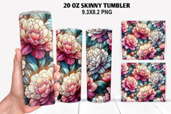 Flower Skinny Tumbler 20oz Wrap Design, Flowers Tumble PNG Product Image 1
