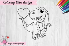 Valentine's Day Coloring Shirt SVG, dinosaur svg Product Image 2
