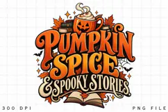 Pumpkin Spice & Spooky Stories PNG, Halloween Book Lover Product Image 4