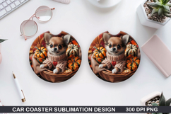 Halloween Dog Car Coaster Sublimation| Halloween Coaster PNG Product Image 1