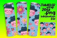 Smiling Floral Tumbler Wrap Sublimation Art 20oz Product Image 1