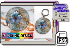 Summer Bloom Glitter Round Design Sublimation Keychain PNG Product Image 1