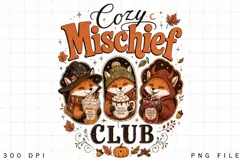 Cozy Mischief Club PNG Sublimation Design - Cute Autumn Fox Product Image 3