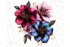 Gothic Floral PNG, Dark Aesthetic Flowers Clipart Print Product Image 3